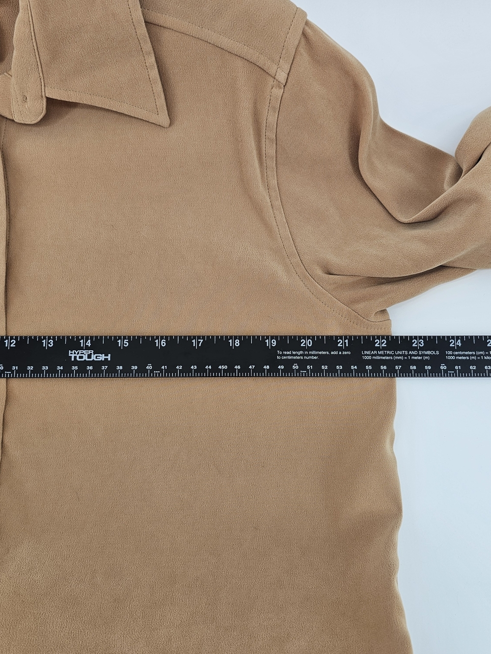 Denim & Co. Tan Button-Down Long Sleeve Shirt - Size Small - Picture 5 of 6